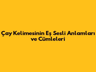 Çay Kelimesinin Eş Sesli Anlamları ve Cümleleri