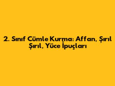 2. Sınıf Cümle Kurma: Affan, Şırıl Şırıl, Yüce İpuçları