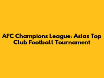 AFC Champions League: Asia's Top Club Football Tournament