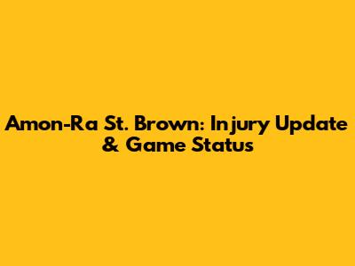 Amon-Ra St. Brown: Injury Update & Game Status