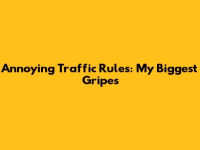 Annoying Traffic Rules: My Biggest Gripes