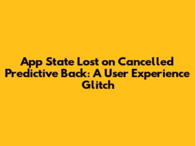App State Lost on Cancelled Predictive Back: A User Experience Glitch
