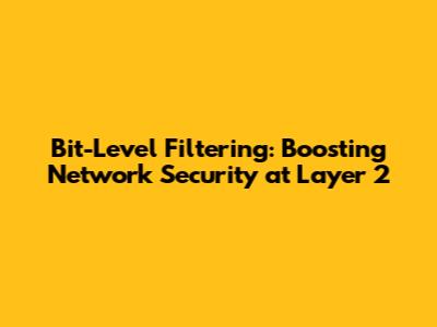 Bit-Level Filtering: Boosting Network Security at Layer 2