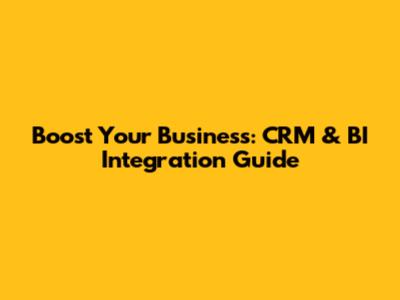 Boost Your Business: CRM & BI Integration Guide