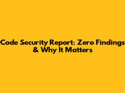 Code Security Report: Zero Findings & Why It Matters