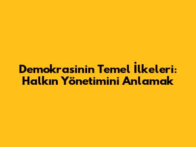 Demokrasinin Temel İlkeleri: Halkın Yönetimini Anlamak