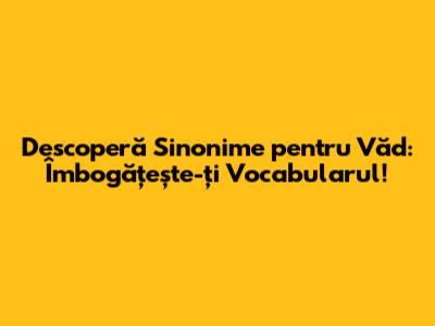 Descoperă Sinonime pentru 'Văd': Îmbogățește-ți Vocabularul!