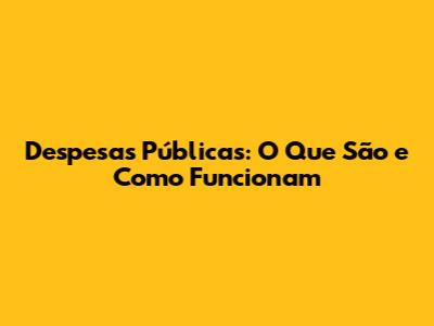 Despesas Públicas: O Que São e Como Funcionam