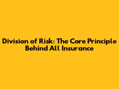 Division of Risk: The Core Principle Behind All Insurance