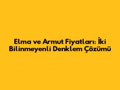 Elma ve Armut Fiyatları: İki Bilinmeyenli Denklem Çözümü
