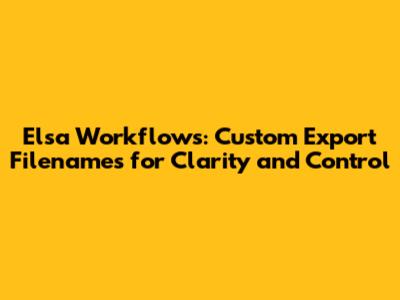 Elsa Workflows: Custom Export Filenames for Clarity and Control