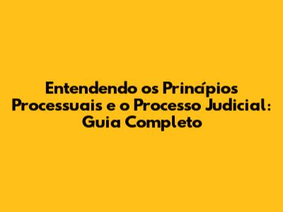 Entendendo os Princípios Processuais e o Processo Judicial: Guia Completo
