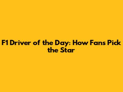 F1 Driver of the Day: How Fans Pick the Star