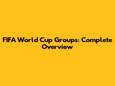 FIFA World Cup Groups: Complete Overview