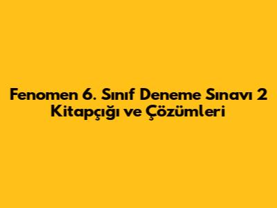Fenomen 6. Sınıf Deneme Sınavı 2 Kitapçığı ve Çözümleri