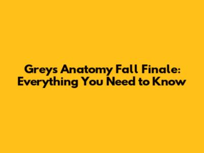Grey's Anatomy Fall Finale: Everything You Need to Know