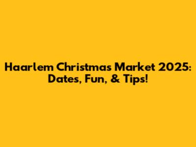 Haarlem Christmas Market 2025: Dates, Fun, & Tips!