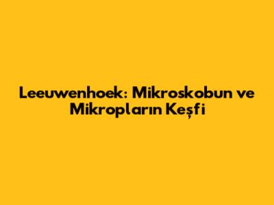 Leeuwenhoek: Mikroskobun ve Mikropların Keşfi