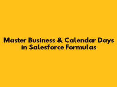 Master Business & Calendar Days in Salesforce Formulas