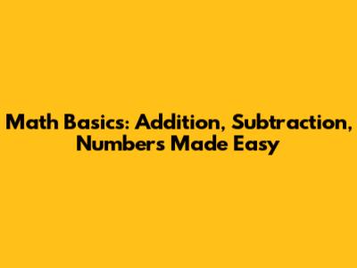 Math Basics: Addition, Subtraction, Numbers Made Easy