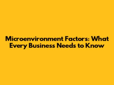 Microenvironment Factors: What Every Business Needs to Know