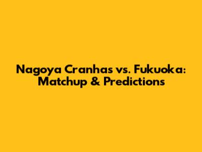 Nagoya Cranhas vs. Fukuoka: Matchup & Predictions