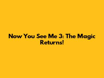 Now You See Me 3: The Magic Returns!