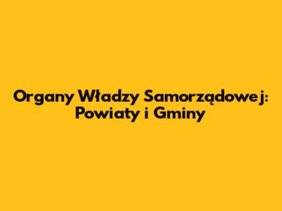Organy Władzy Samorządowej: Powiaty i Gminy