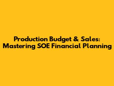 Production Budget & Sales: Mastering SOE Financial Planning