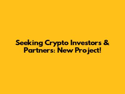 Seeking Crypto Investors & Partners: New Project!
