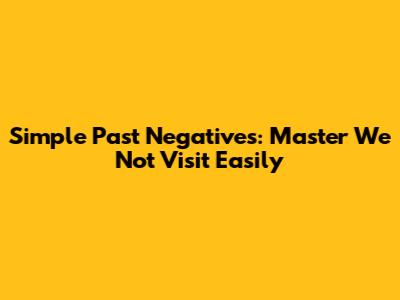 Simple Past Negatives: Master 'We Not Visit' Easily