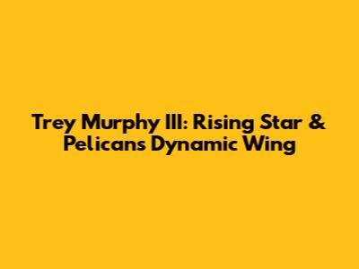 Trey Murphy III: Rising Star & Pelicans' Dynamic Wing