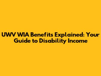 UWV WIA Benefits Explained: Your Guide to Disability Income