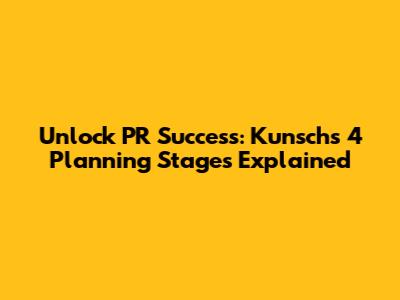 Unlock PR Success: Kunsch's 4 Planning Stages Explained