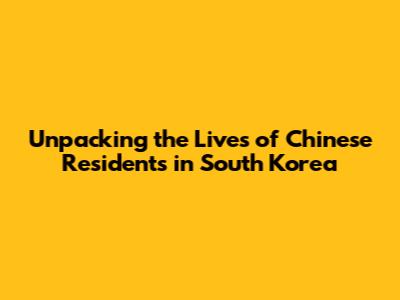 Unpacking the Lives of Chinese Residents in South Korea