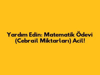 Yardım Edin: Matematik Ödevi (Cebrail Miktarları) Acil!